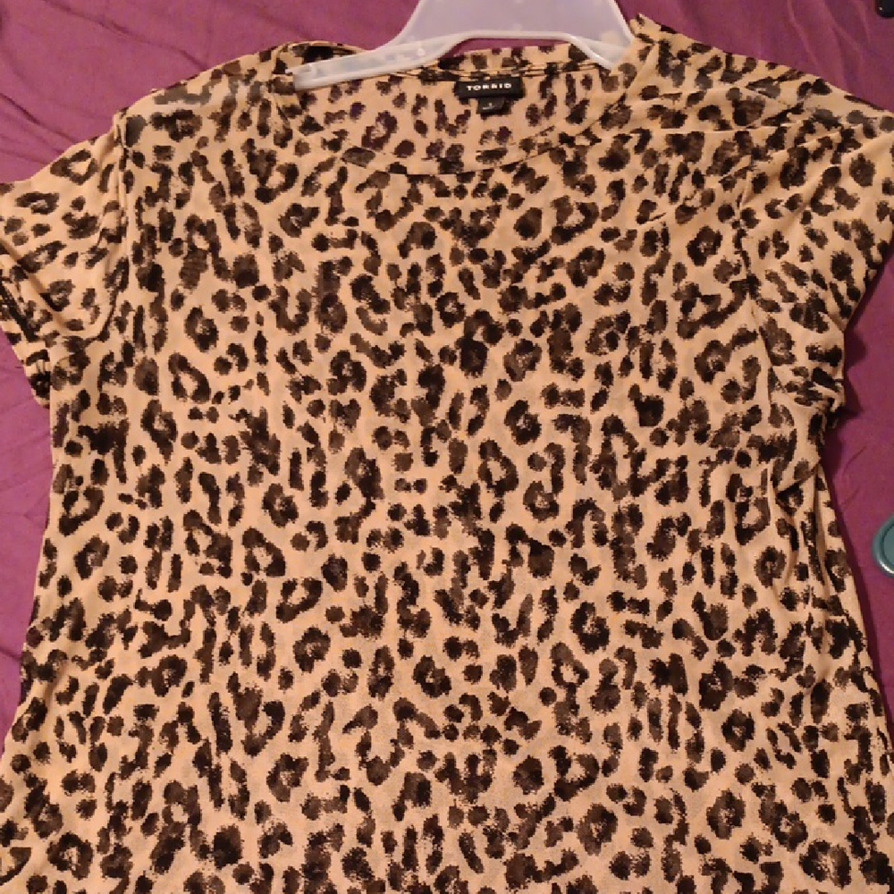 Torrid Sheer Leopard Print Crew Neck